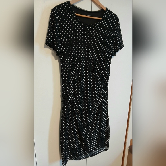 Le Château Polka Dot Ruched Wiggle Dress XL Black White Pin Up Rockabilly - Picture 2 of 9